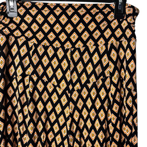 Maeve Anthropologie Black Orange Diamond Print Silky Maxi Skirt PM $130 Retail - Picture 3 of 8